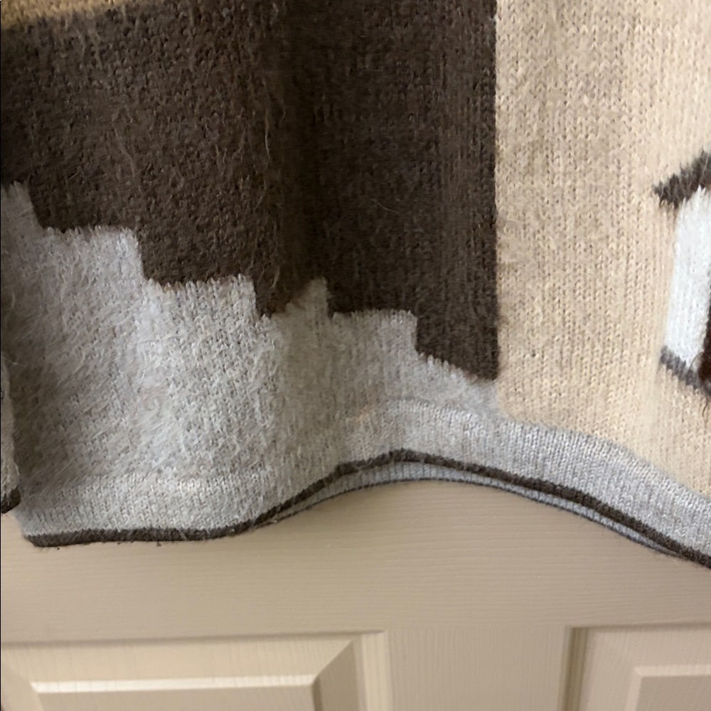 Vintage Alpaca Patchwork Brown Handmade Cottage C… - image 3